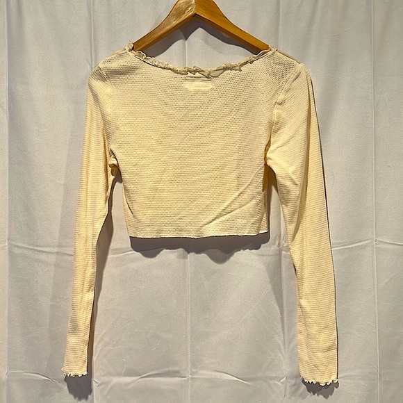 Denim and Supply Ralph Lauren Cute Long Sleeve Ruffled Crop Top Shirt **Size L** - Picture 2 of 3